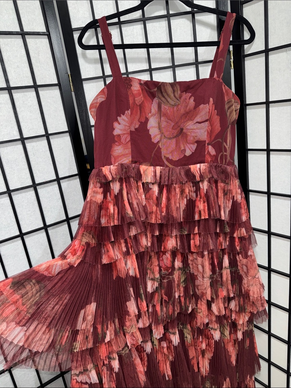 Hutch Tiered Floral Tulle Maxi Dress – Size 12 - Picture 6 of 12